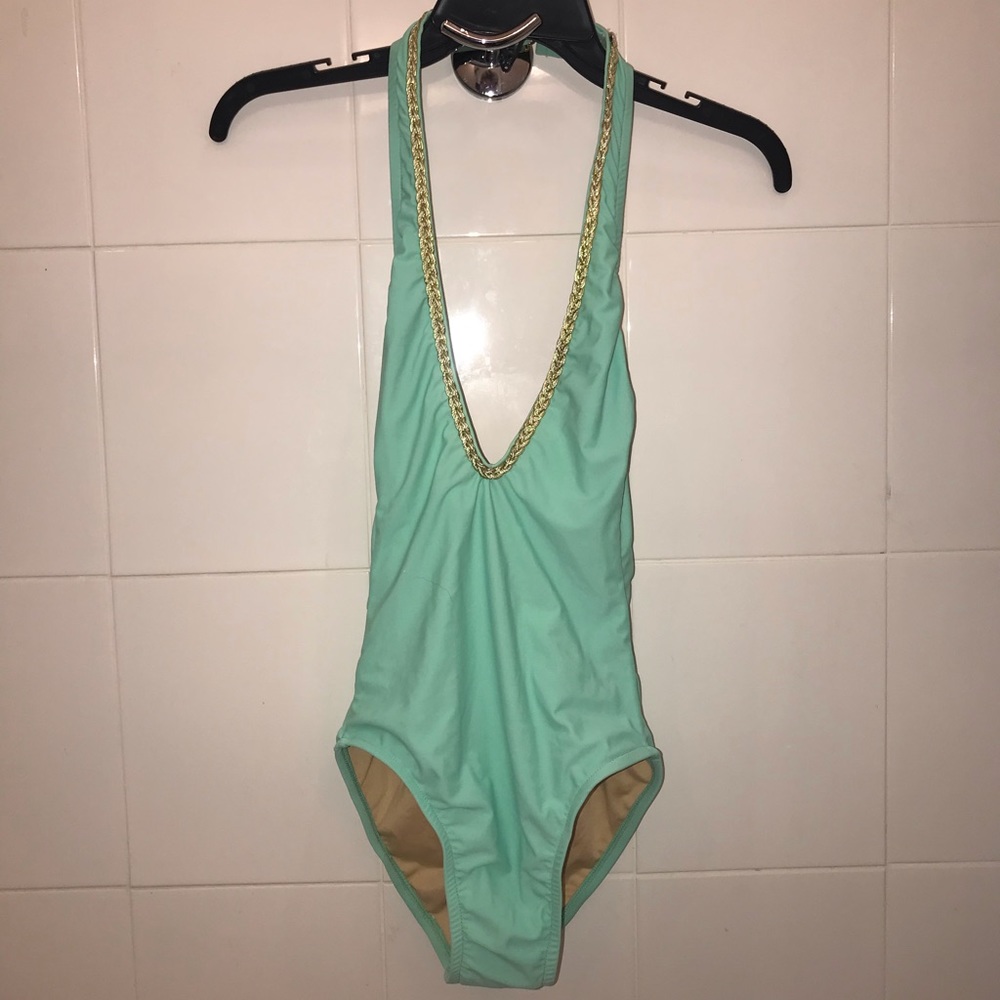 One piece blue bikini